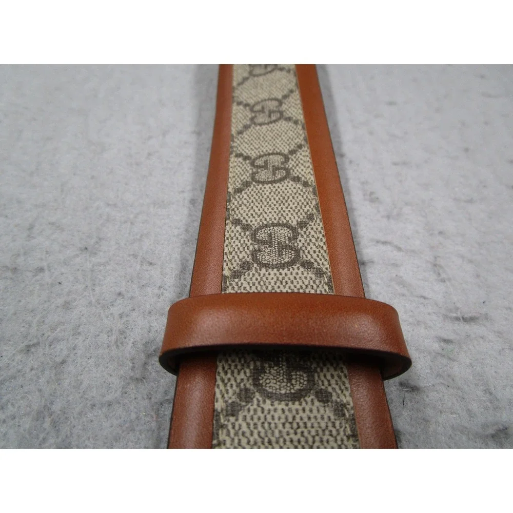 Gucci Interlocking G Belt GG Supreme Canvas Brown Leather 142930 Size 110/44